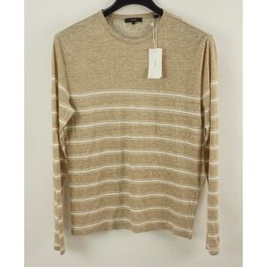 $195 Vince. Linen Stripe Long Sleeve Crew Men's Small Lightweight Heather Shirt